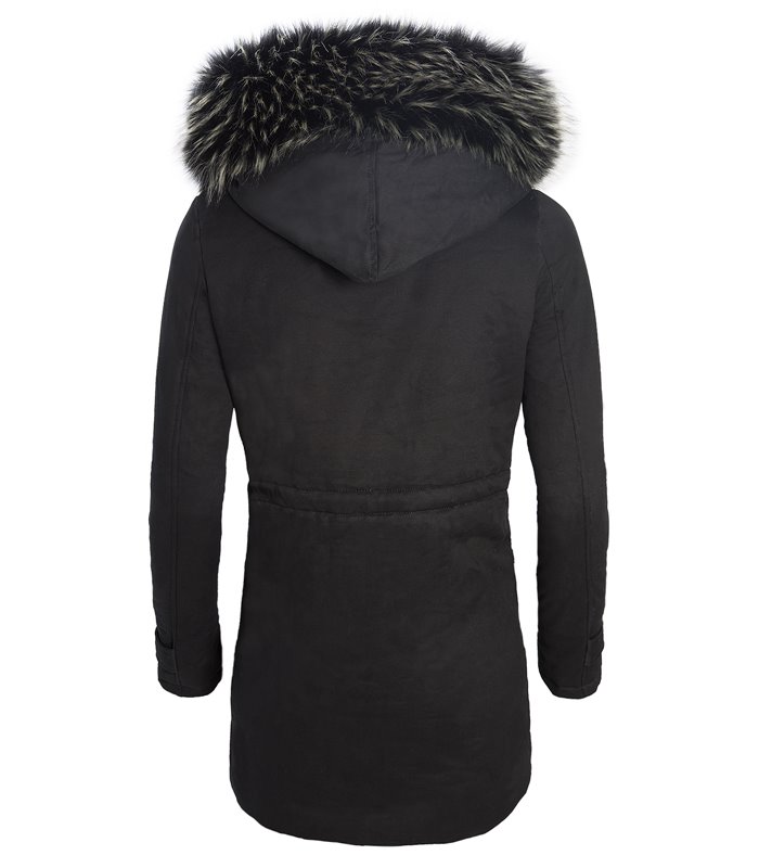 Damen Parka Winter Jacke mit XXL-Kunstfellkragen D-123