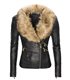 Damen Winter Kunstleder Jacke mit Kunstfellkragen D-119