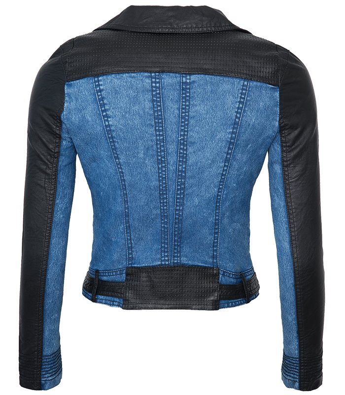 Damen Kunstlederjacke Denim-Style D-147