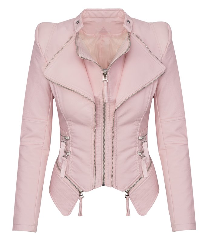 Damen Kunstleder Jacke Biker-Style D-166