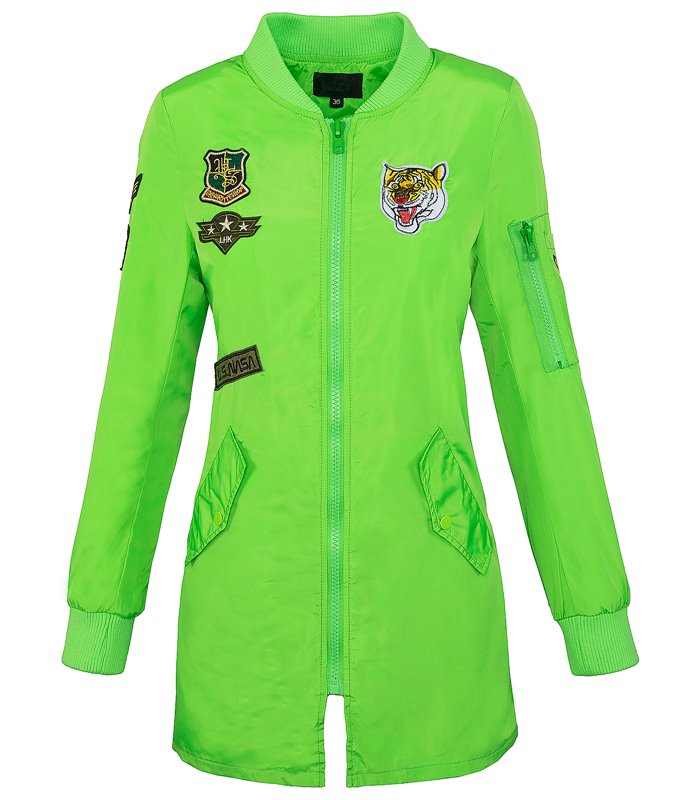 Damen Bomberjacke Army Patches Übergangs Mantel D-184