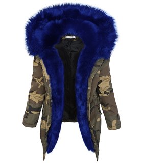 Damen Winter Parka Jacke Army-Look Kunstfell Kapuze D-197 