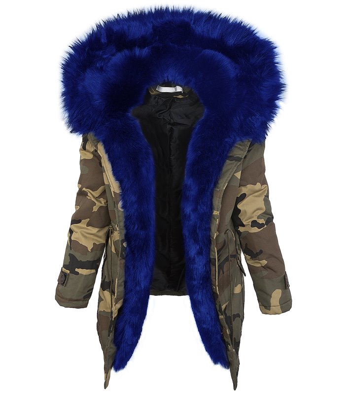 Damen Winter Parka Jacke Army-Look Kunstfell Kapuze D-197