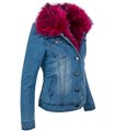 Damen Jeansjacke Winterjacke Kunstfellkragen D-199