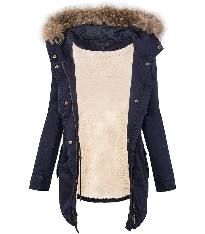 Damen Winter Parka Kapuze mit Echt Pelz Kragen D-20