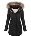 Damen Winter Parka Kapuze mit Echt Pelz Kragen D-20