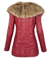 Damen Kunstledermantel Kunstfellkragen Winterjacke D-200