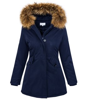 Damen Winterjacke Parka Echtfell Kapuze D-204 