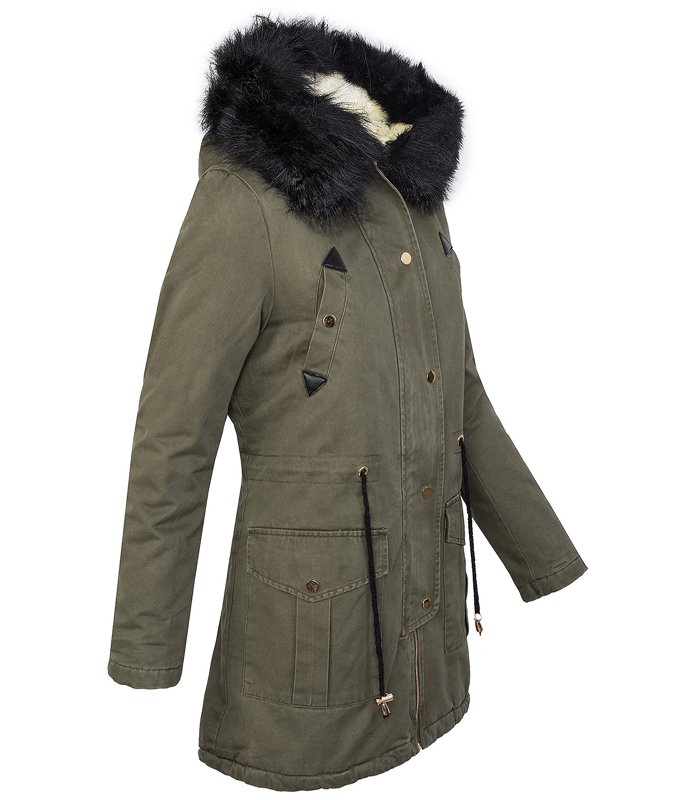 Damen Winter Jacke Parka Kunstfell Kapuze D-205