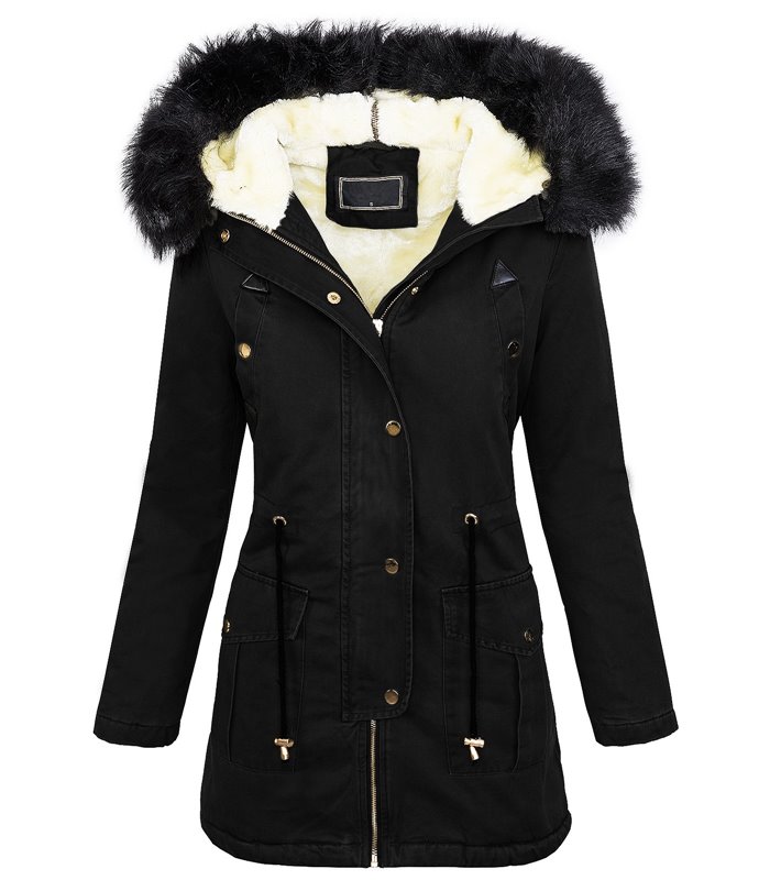 Damen Winter Jacke Parka Kunstfell Kapuze D-205
