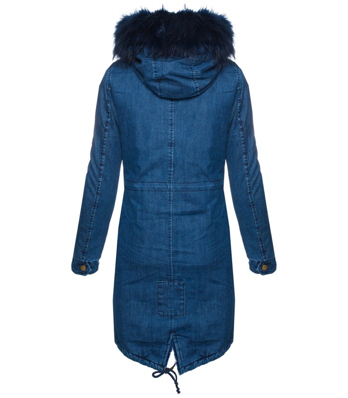 Damen Winterjacke Jeansjacke Parka mit XXL-Kunstfell D-220
