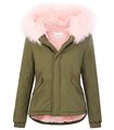 Damen Winterjacke Gefüttert Kapuze mit XXL-Kunstfell D-222