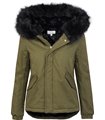 Damen Winterjacke Gefüttert Kapuze mit XXL-Kunstfell D-222
