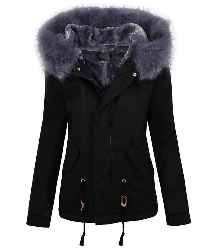 Damen winter jacke damen parka vintage style mit kapuze XXL-kunstfell D-232