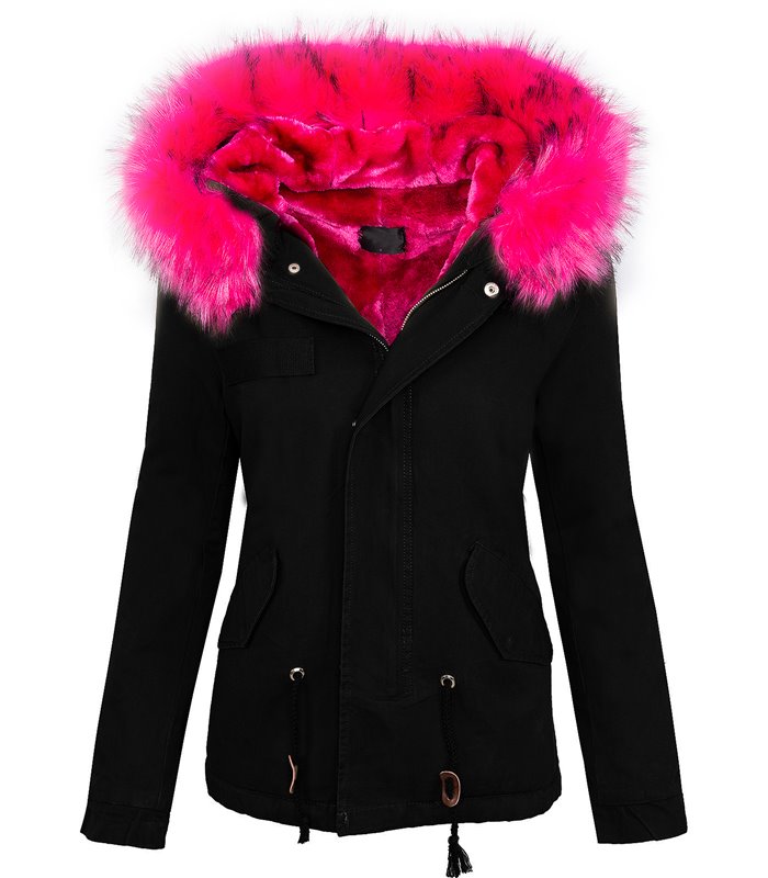 Damen winter jacke damen parka vintage style mit kapuze XXL-kunstfell D-232