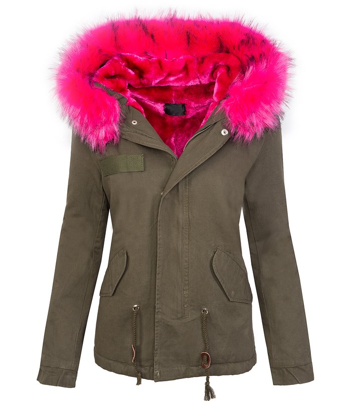 Damen winter jacke damen parka vintage style mit kapuze XXL-kunstfell D-232
