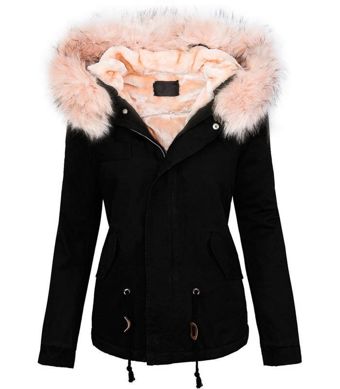 Damen winter jacke damen parka vintage style mit kapuze XXL-kunstfell D-232