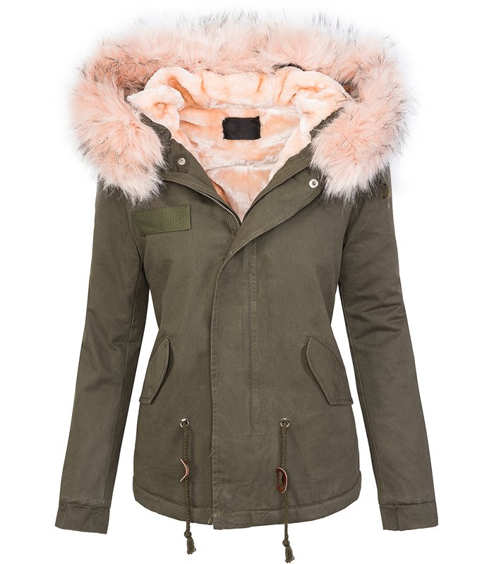 Damen winter jacke damen parka vintage style mit kapuze XXL-kunstfell D-232