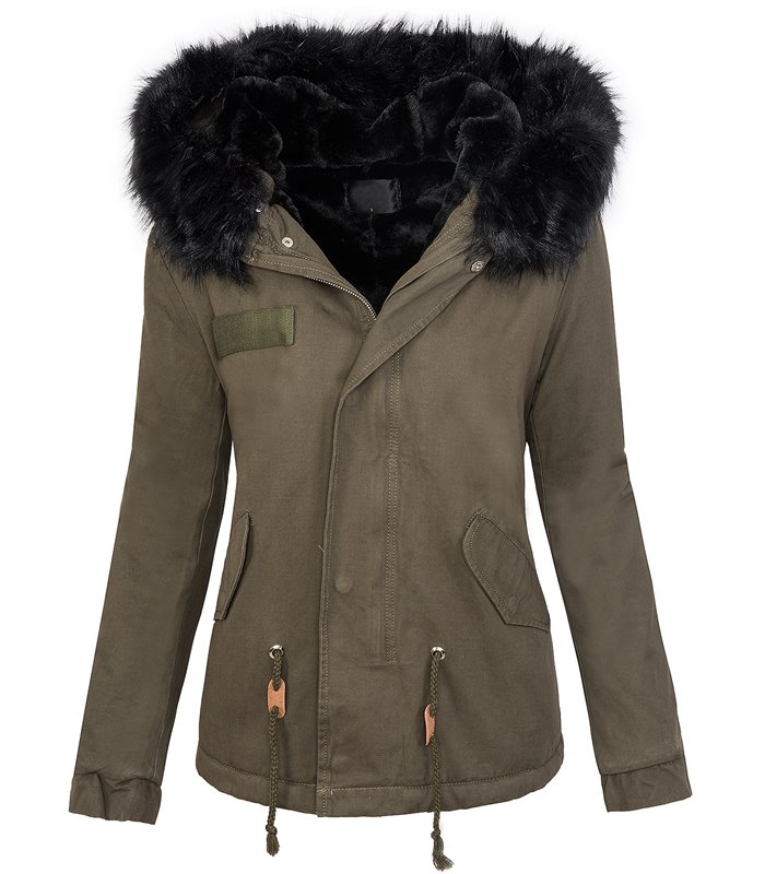 Damen winter jacke damen parka vintage style mit kapuze XXL-kunstfell D-232