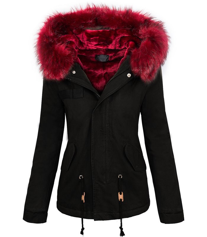 Damen winter jacke damen parka vintage style mit kapuze XXL-kunstfell D-232