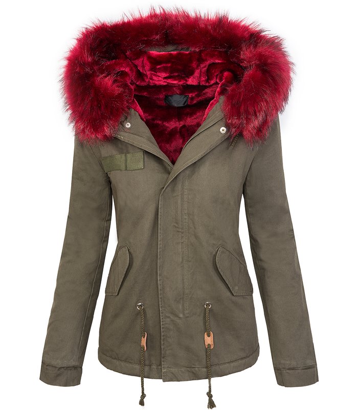 Damen winter jacke damen parka vintage style mit kapuze XXL-kunstfell D-232
