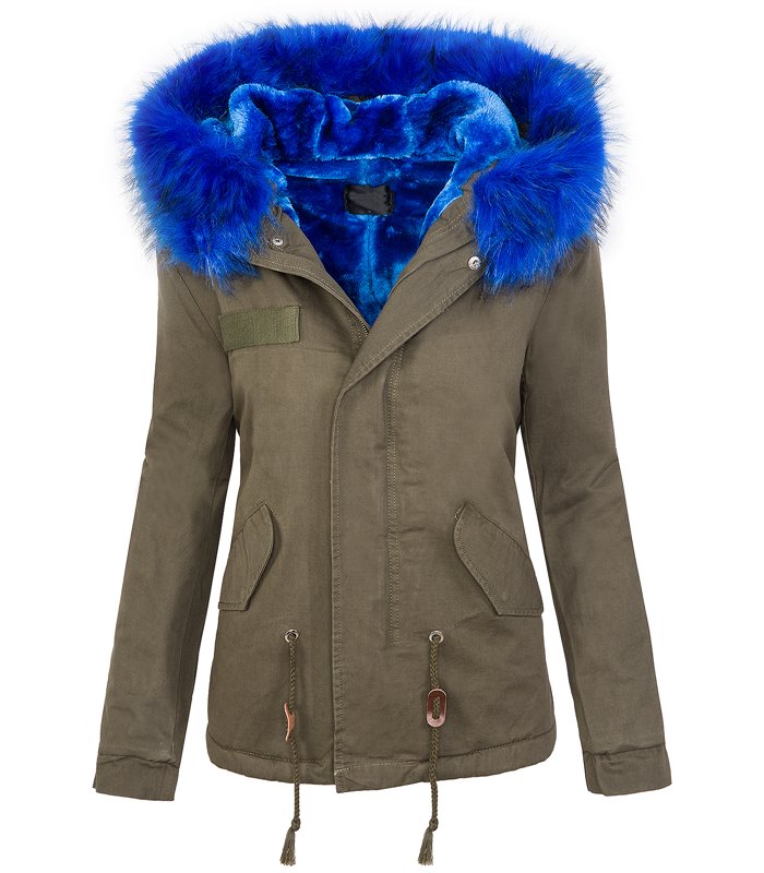 Damen winter jacke damen parka vintage style mit kapuze XXL-kunstfell D-232
