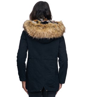 Damen Winterjacke Gefüttert Kapuze mit Kunstfellkragen D-226