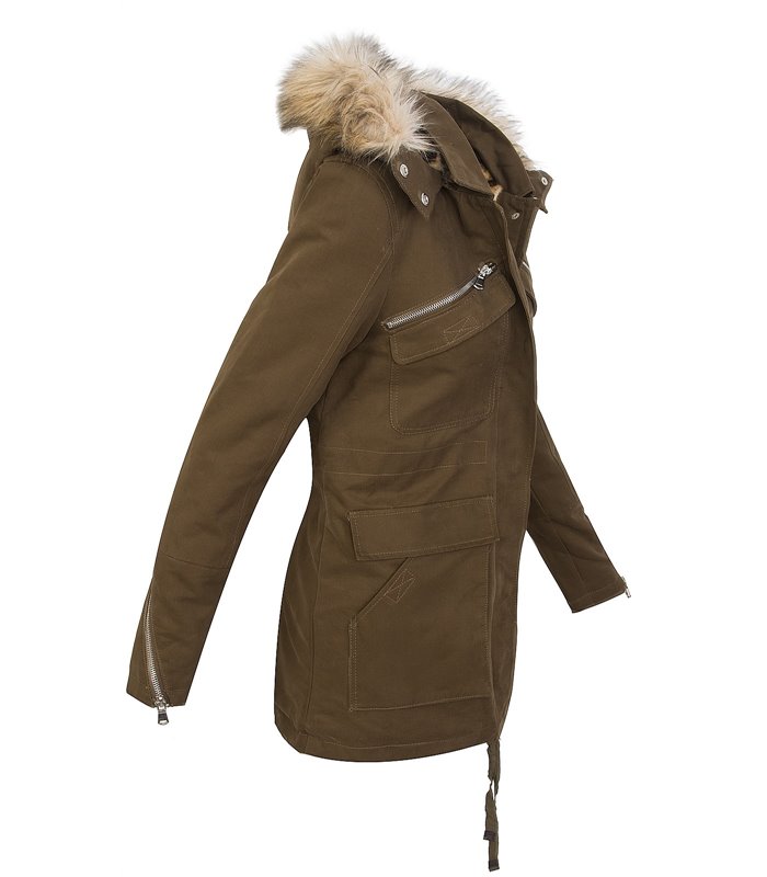 Damen parka jacke damenjacke mantel leoparden teddyfell D-230