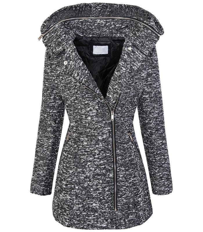 Damen winter wollmantel melierter woll parka D-232