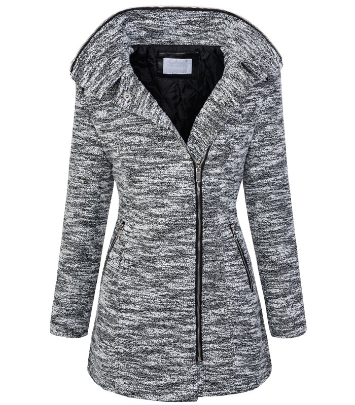 Damen winter wollmantel melierter woll parka D-232