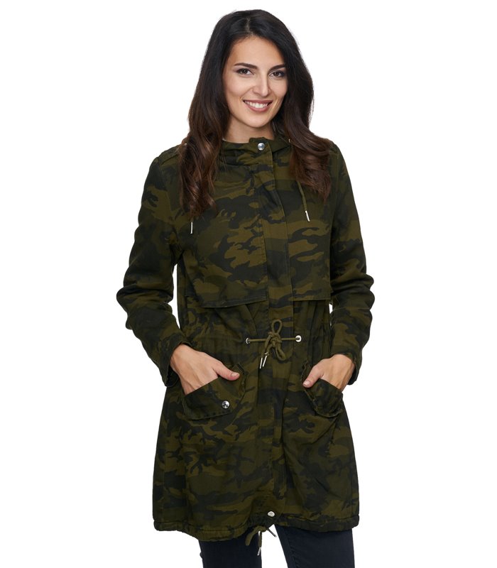 Damen Winter Jacke camouflage Mantel gefüttert D-235