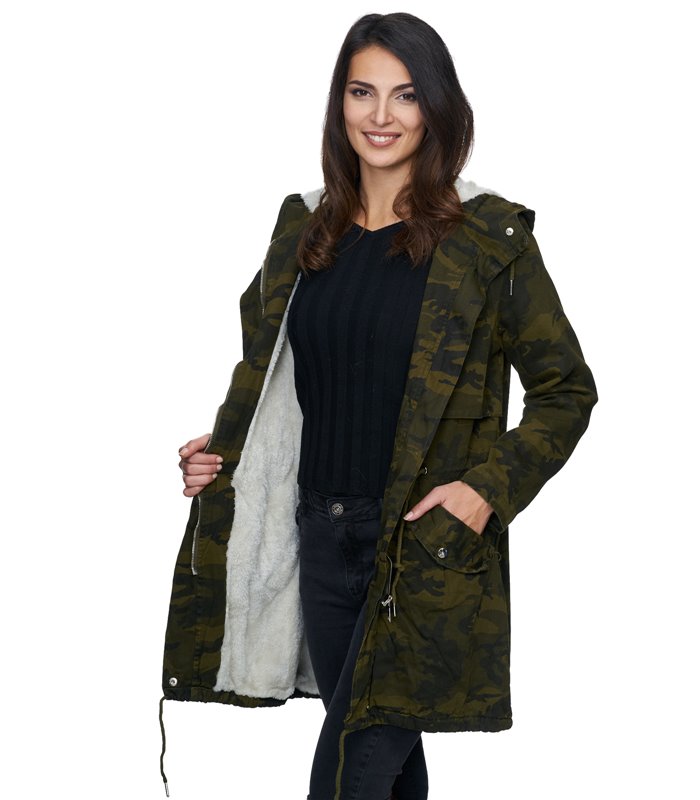Damen Winter Jacke camouflage Mantel gefüttert D-235