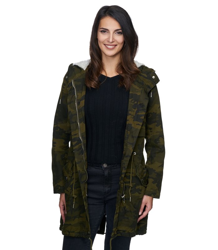 Damen Winter Jacke camouflage Mantel gefüttert D-235