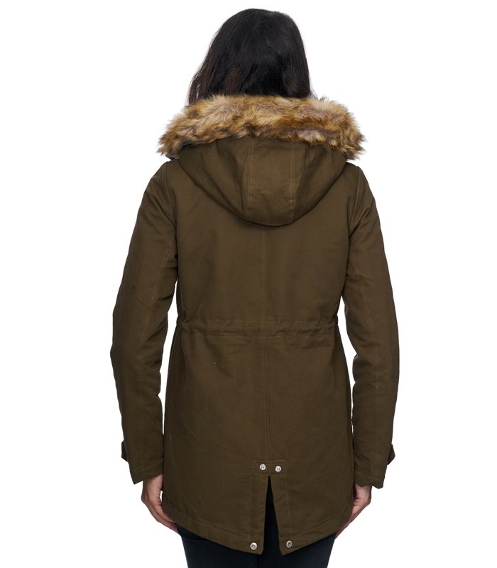 Damen Winter Parka Jacke Mantel warm Winterjacke Fell Schwarz Khaki D-236