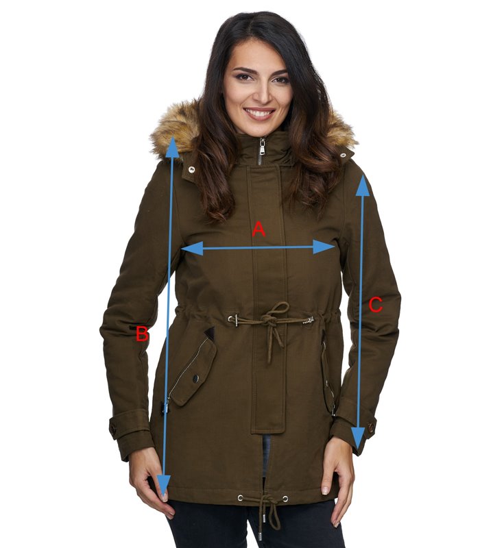 Damen Winter Parka Jacke Mantel warm Winterjacke Fell Schwarz Khaki D-236