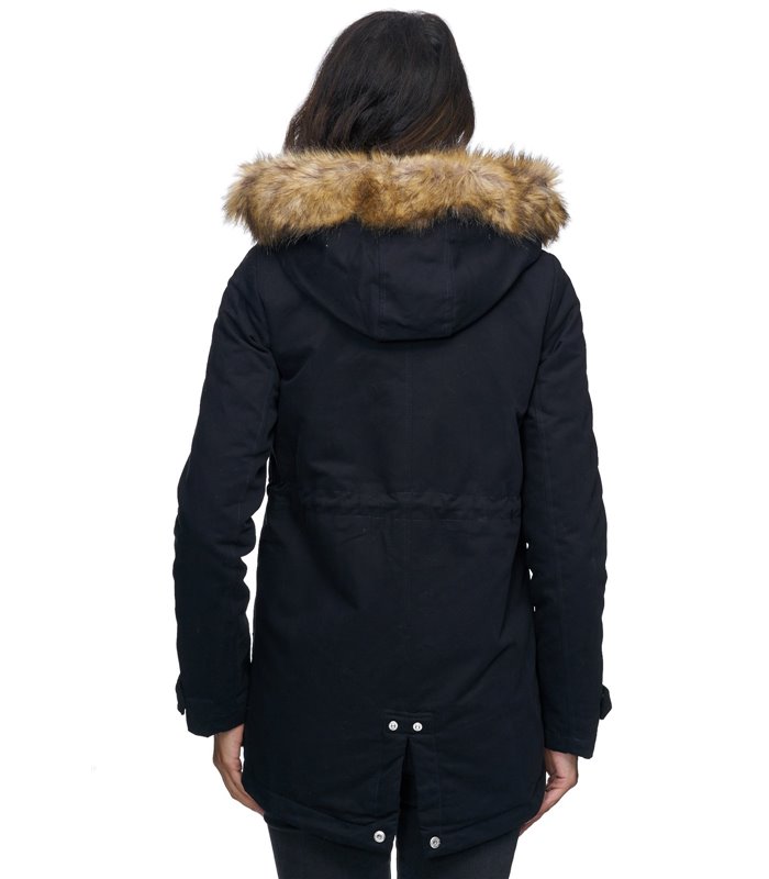 Damen Winter Parka Jacke Mantel warm Winterjacke Fell Schwarz Khaki D-236