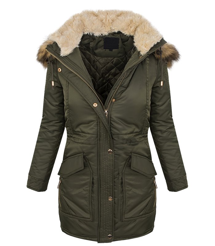 Designer Damen Winter Mantel Jacke Parka lang Winterjacke Fellkragen D-238