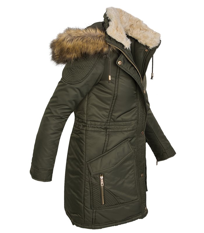 Designer Damen Winter Mantel Jacke Parka lang Winterjacke Fellkragen D-238