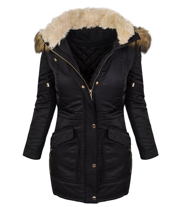 Designer Damen Winter Mantel Jacke Parka lang Winterjacke Fellkragen D-238