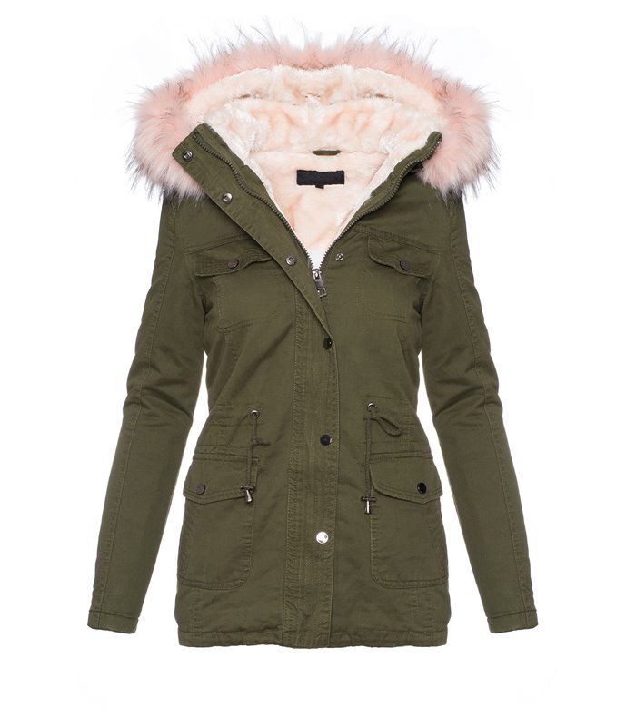 Damen Winter Jacke Kunstfellfutter Parka Kapuze mit Kunstpelz D-242