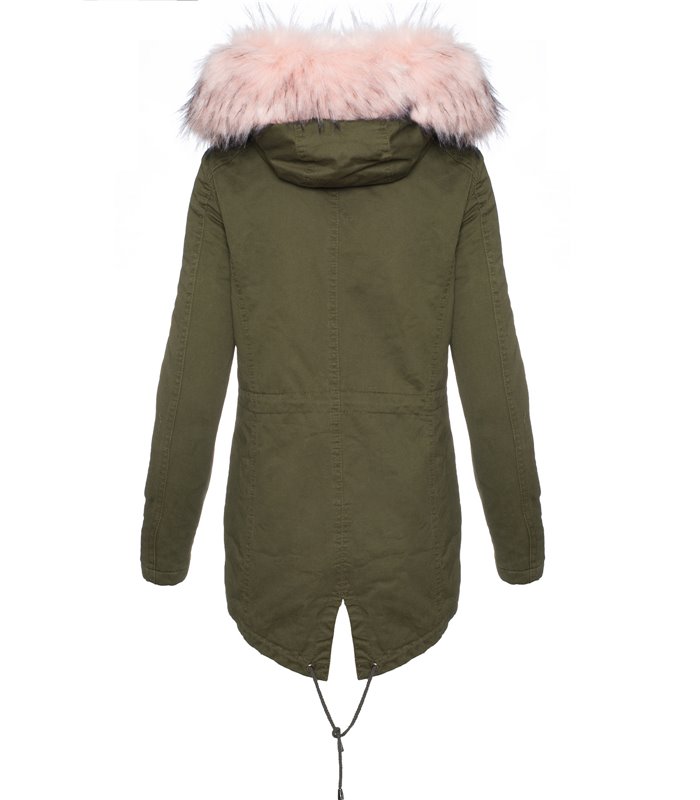 Damen Winter Jacke Kunstfellfutter Parka Kapuze mit Kunstpelz D-242