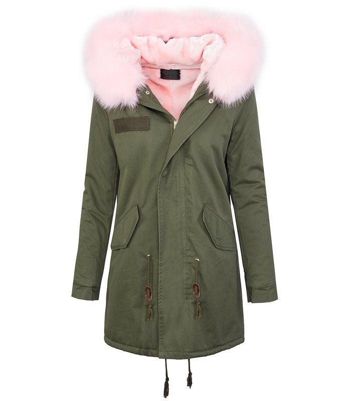 Damen winter mantel parka Kunstfellkragen Kapuze D-259