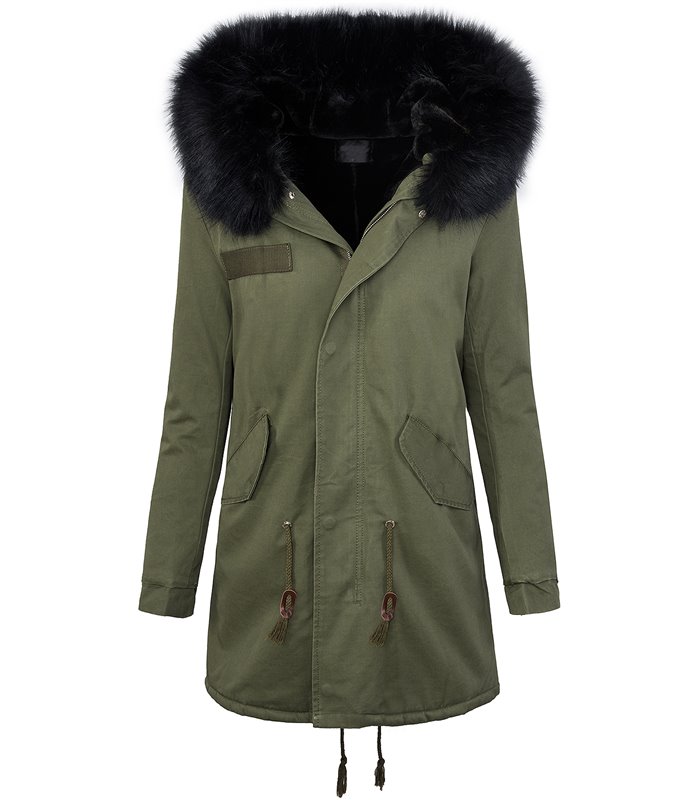 Damen winter mantel parka Kunstfellkragen Kapuze D-259