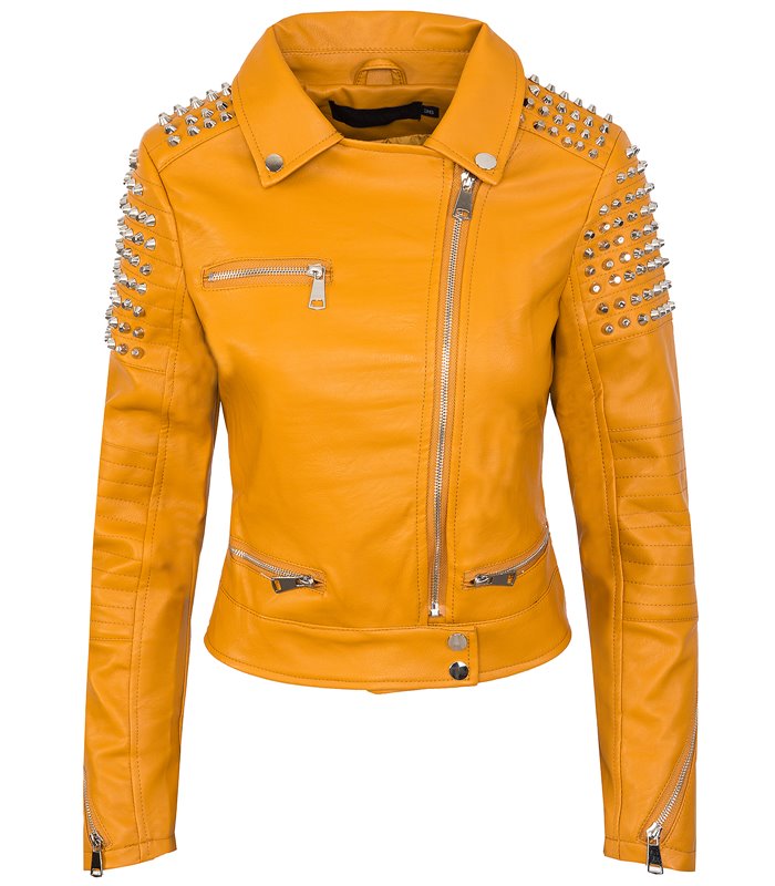 Damen Jacke Kunstleder Nietenjacke Übergangsjacke D-265