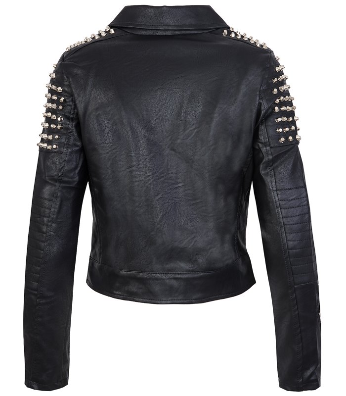 Damen Jacke Kunstleder Nietenjacke Übergangsjacke D-265