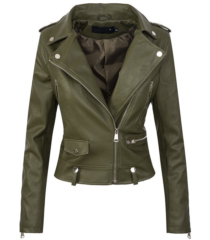 Elegante Damen Kunstleder Jacke Biker Jacke D-272