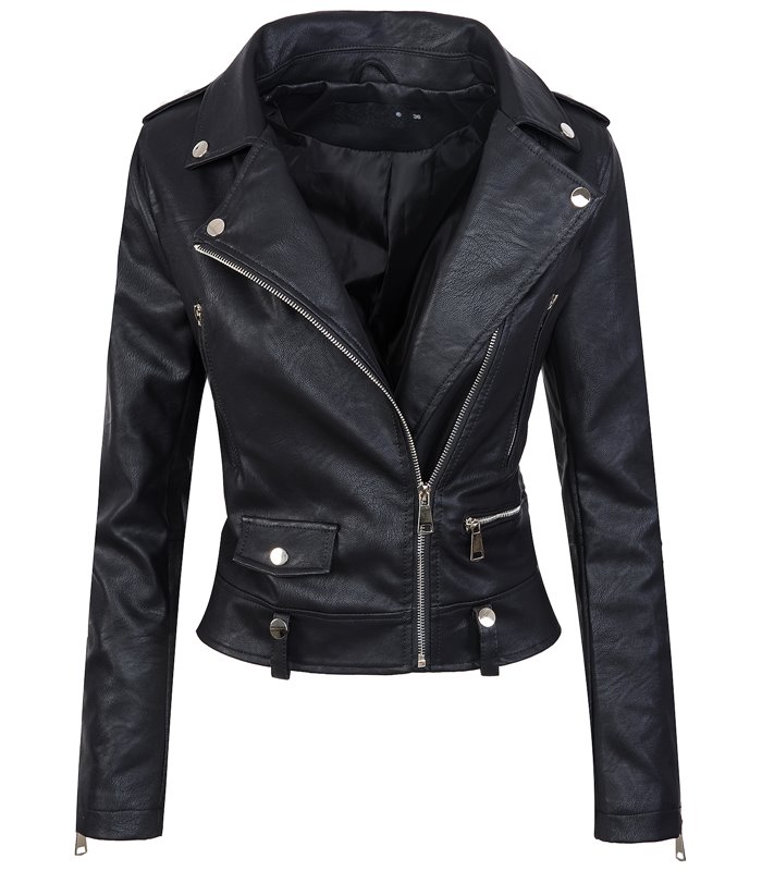 Elegante Damen Kunstleder Jacke Biker Jacke D-272