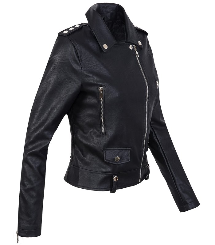 Elegante Damen Kunstleder Jacke Biker Jacke D-272