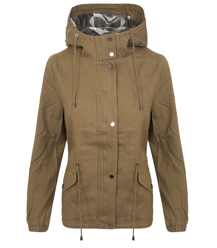 Damen Übergangs Jacke Damen Parka Windbreaker Kapuze D-278