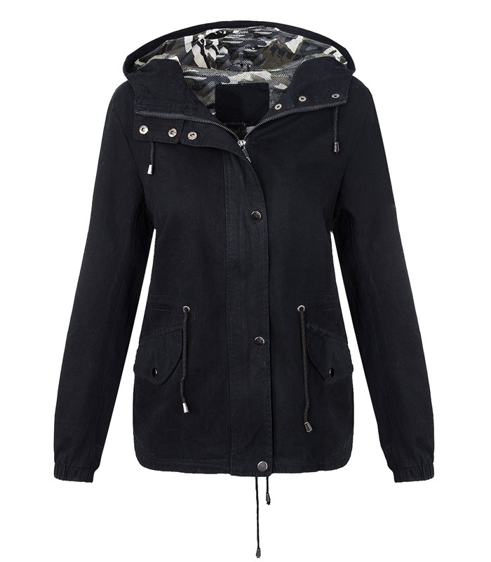 Damen Übergangs Jacke Damen Parka Windbreaker Kapuze D-278